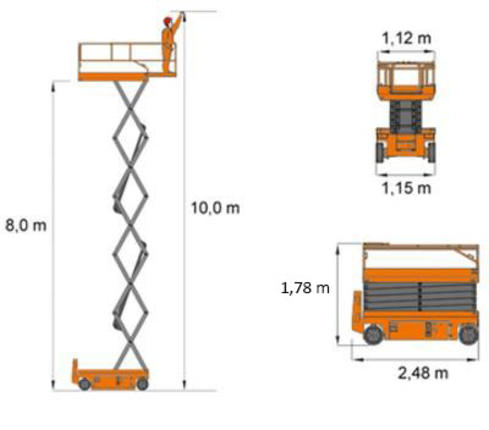 Scissor lift Dingli JCPT1012HD - measurements